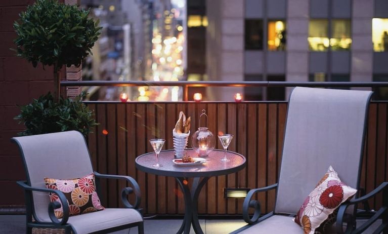 Rooftop lounge chairs at The Muse New York.