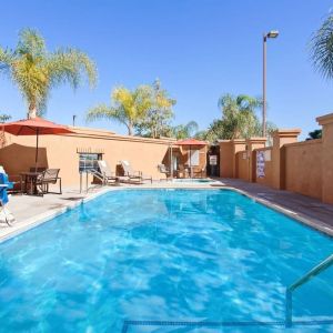 Refreshing outdoor pool at Holiday Inn Express & Suites Corona.