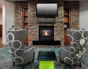 Lobby and coworking lounge at Residence Inn By Marriott Hattiesburg.