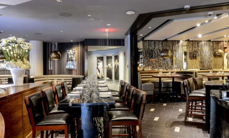 Dining area perfect for coworking at Hilton Boston Park Plaza.