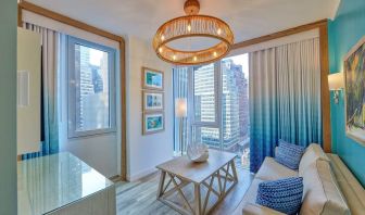 Day use room with lounge area at Margaritaville Resort Times Square.