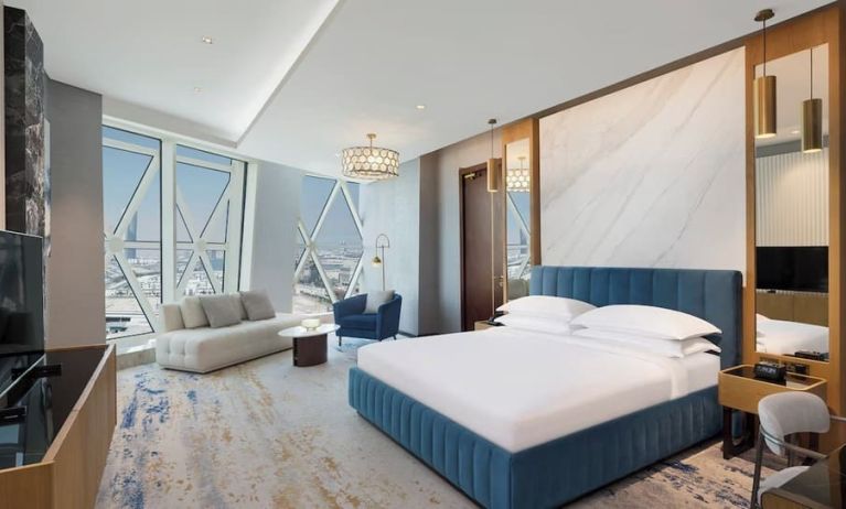 King room with TV at Velero Hotel Doha Lusail.