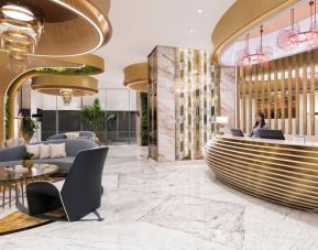 Lobby and reception at Velero Hotel Doha Lusail.