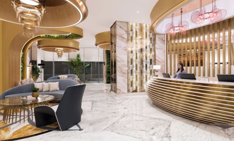Lobby and reception at Velero Hotel Doha Lusail.