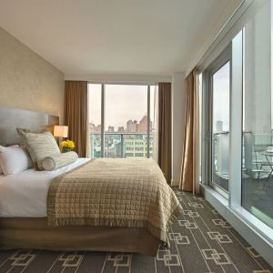 Day use room with city views at Wyndham Garden Chinatown NYC.