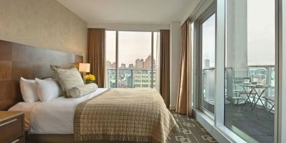 Day use room with city views at Wyndham Garden Chinatown NYC.