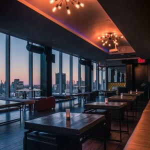 Bar with city view at Wyndham Garden Chinatown NYC.