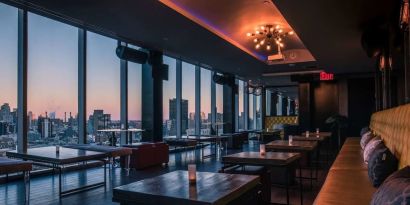Bar with city view at Wyndham Garden Chinatown NYC.