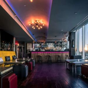 Hotel bar at Wyndham Garden Chinatown NYC.