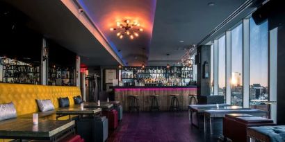 Hotel bar at Wyndham Garden Chinatown NYC.