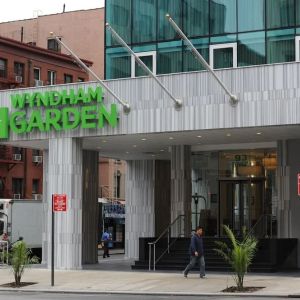 Hotel entrance at Wyndham Garden Chinatown NYC.
