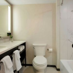Guest bathroom with shower and tub at Renaissance Boca Raton Hotel.
