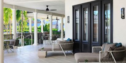 Seats in the veranda perfect for coworking at Renaissance Boca Raton Hotel.
