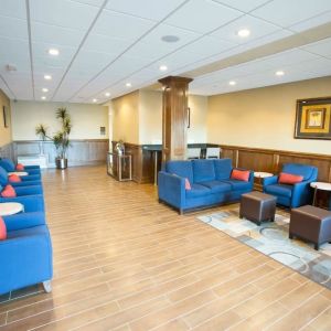 Lobby and coworking lounge at Comfort Inn & Suites Triadelphia.