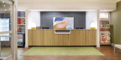 Reception and snack bar at Spark By Hilton Guelph.