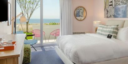 Day use room with a view of the ocean at Plunge Beach Resort.