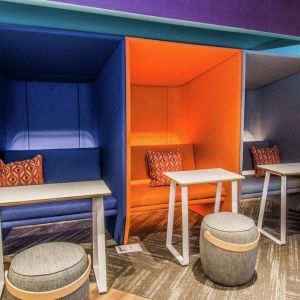 Comfortable and sound-proof workspace cubicles at Tru By Hilton Bowling Green.