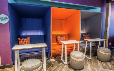 Comfortable and sound-proof workspace cubicles at Tru By Hilton Bowling Green.