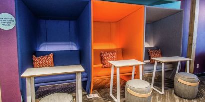 Comfortable and sound-proof workspace cubicles at Tru By Hilton Bowling Green.