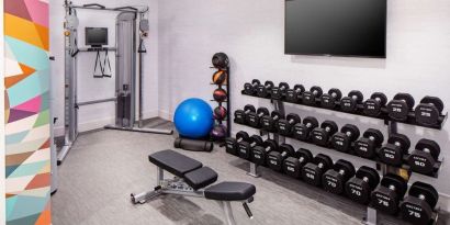 Fully equipped fitness center at Hilton Garden Inn Washington DC Downtown.