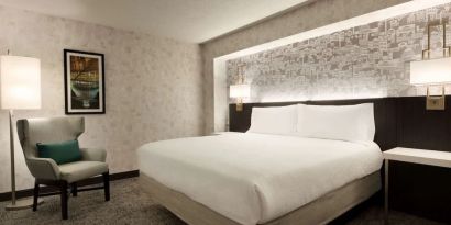 Day use room with lounge chair at Hilton Garden Inn Washington DC Downtown.