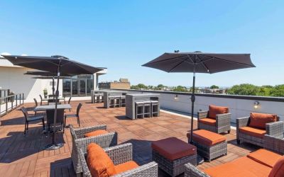 Rooftop terrace perfect for coworking at Hampton Inn Chicago North/Loyola Station.