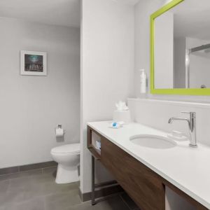 Guest bathroom with shower at Hampton Inn & Suites Phoenix/Gilbert.