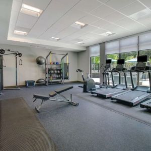 Fitness center at Hampton Inn & Suites Sunnyvale Silicon Valley.
