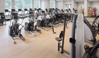 Well-equipped fitness center at Embassy Suites By Hilton Myrtle Beach Oceanfront Resort.