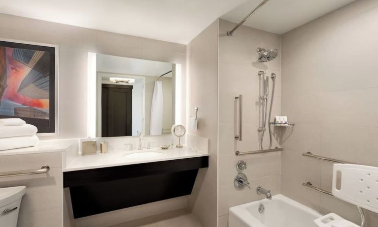 Guest bathroom at Swissotel Chicago.