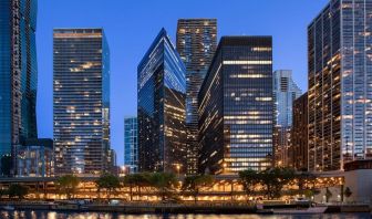 City at night at Swissotel Chicago.