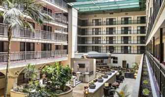 Lobby and coworking lounge at Embassy Suites By Hilton Los Angeles International Airport South.