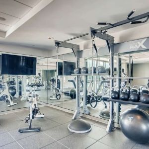 Fitness center at Hilton Garden Inn Denver Union Station.