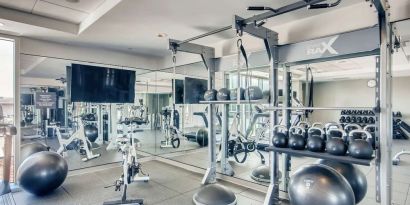 Fitness center at Hilton Garden Inn Denver Union Station.
