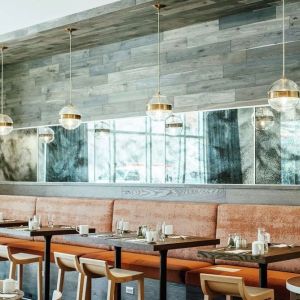 Dining area perfect for coworking at Hilton Garden Inn Denver Union Station.