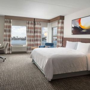 Spacious day use room with work desk at Hilton Garden Inn Camden Waterfront Philadelphia.
