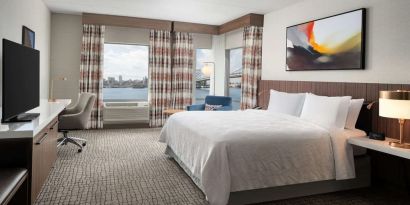 Spacious day use room with work desk at Hilton Garden Inn Camden Waterfront Philadelphia.
