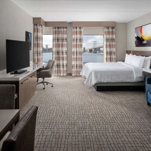 Spacious day use room with living area at Hilton Garden Inn Camden Waterfront Philadelphia.