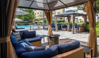 Pool cabanas at DoubleTree By Hilton Sonoma Wine Country.