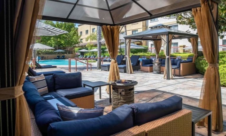 Pool cabanas at DoubleTree By Hilton Sonoma Wine Country.