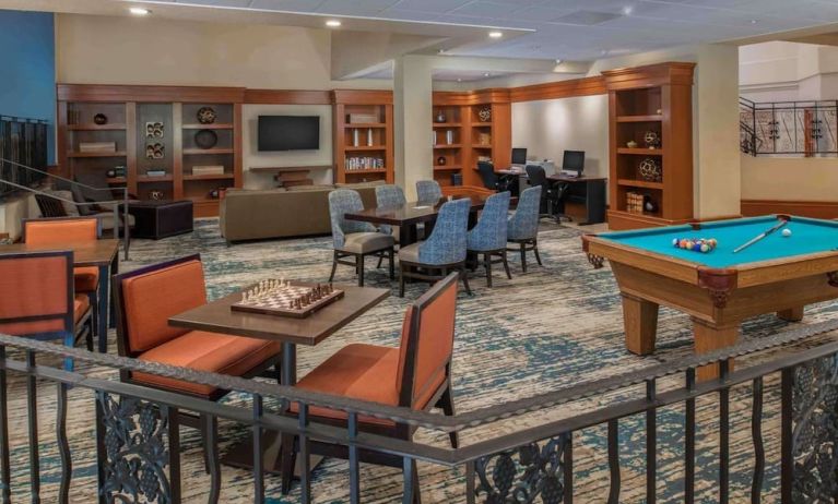 Game room with chess and billiards table at DoubleTree By Hilton Sonoma Wine Country.