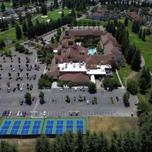 Vast parking area at DoubleTree By Hilton Sonoma Wine Country.