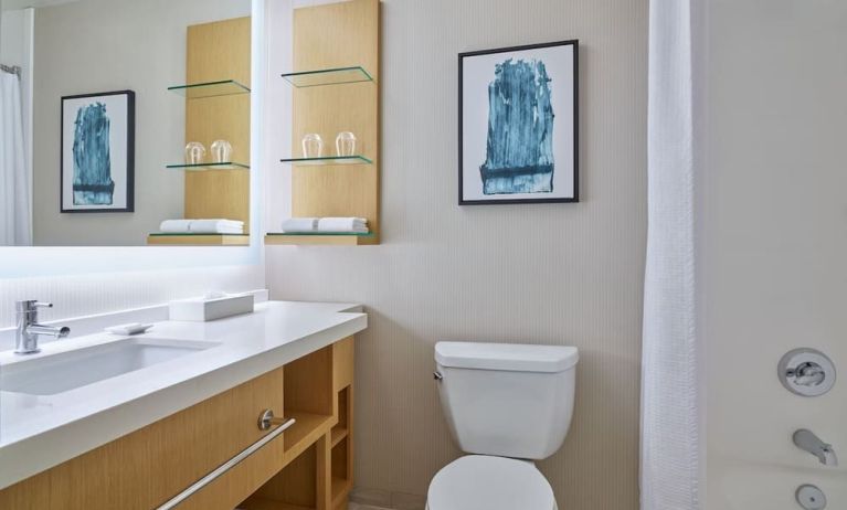 Guest bathroom at Delta Hotels By Marriott Little Rock West.