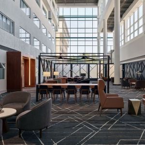 Lobby and coworking space at Delta Hotels By Marriott Little Rock West.
