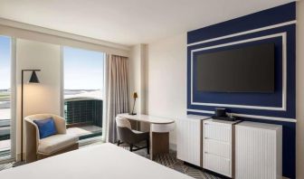 Day use room with workdesk at Hilton BNA Nashville Airport Terminal.
