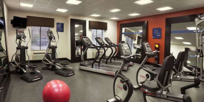 Well equipped fitness center at Hampton Inn & Suites Conroe - I-45 North.