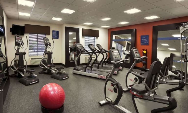 Well equipped fitness center at Hampton Inn & Suites Conroe - I-45 North.