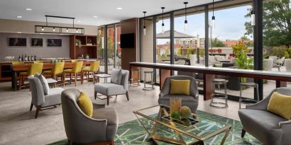 Elegant dining area perfect for co-working at Hilton Birmingham At UAB.