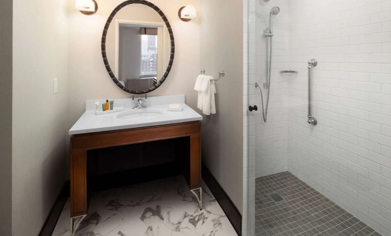Private guest bathroom at Hilton Brooklyn New York.