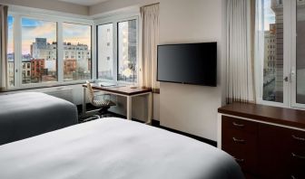 Day use twin room with work desk at Hilton Brooklyn New York.